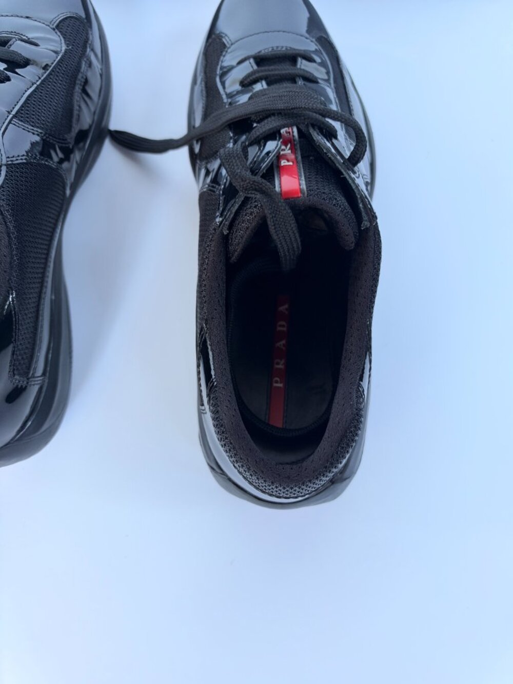 Prada Men's Linea Rossa America's Cup Patent Leather Sneaker, Black 9.5/10 US - Picture 5 of 11